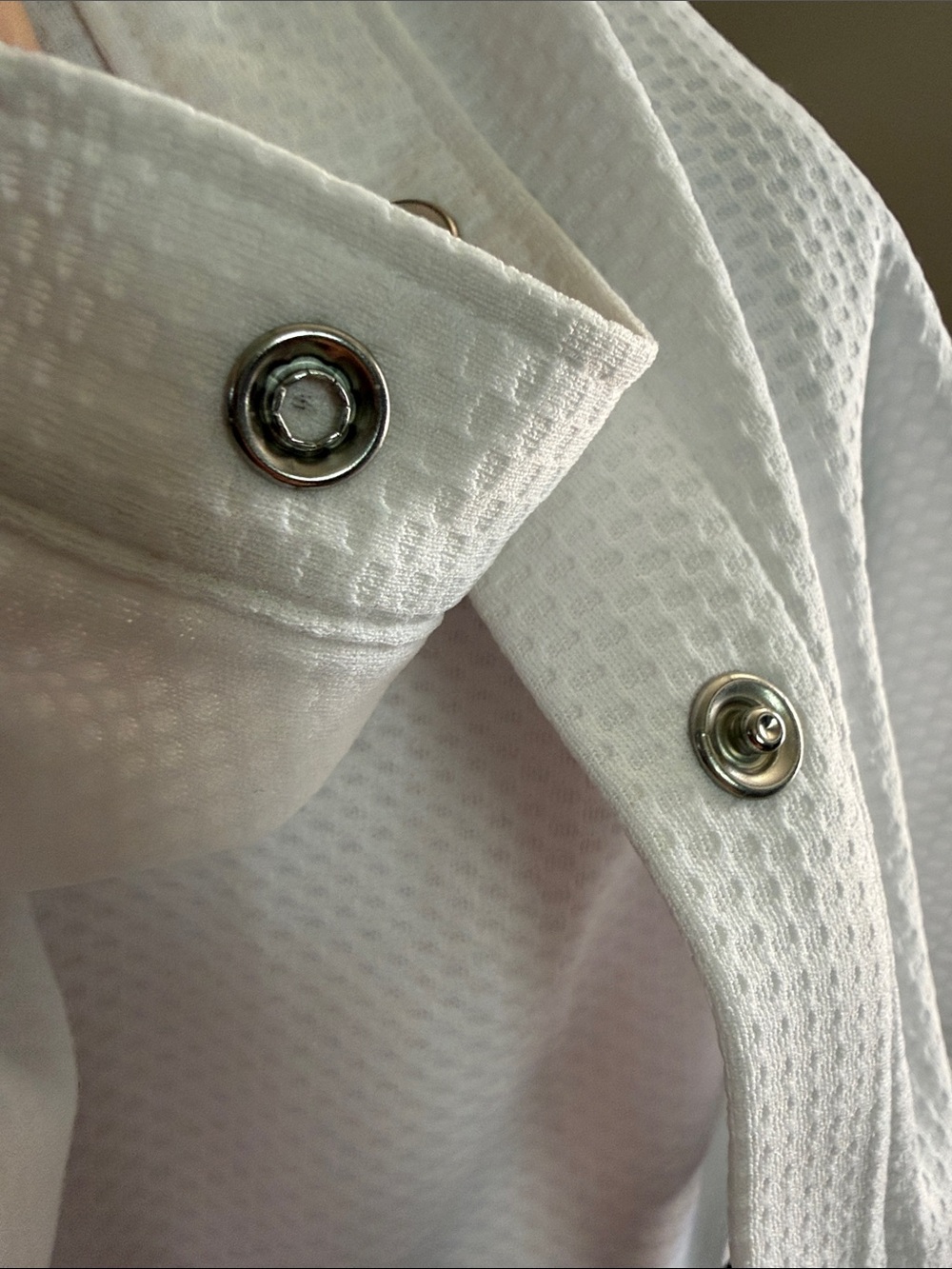 Pearl Izumi White Short-Sleeve Button-Front Top with Light Purple Accents - Picture 10 of 10